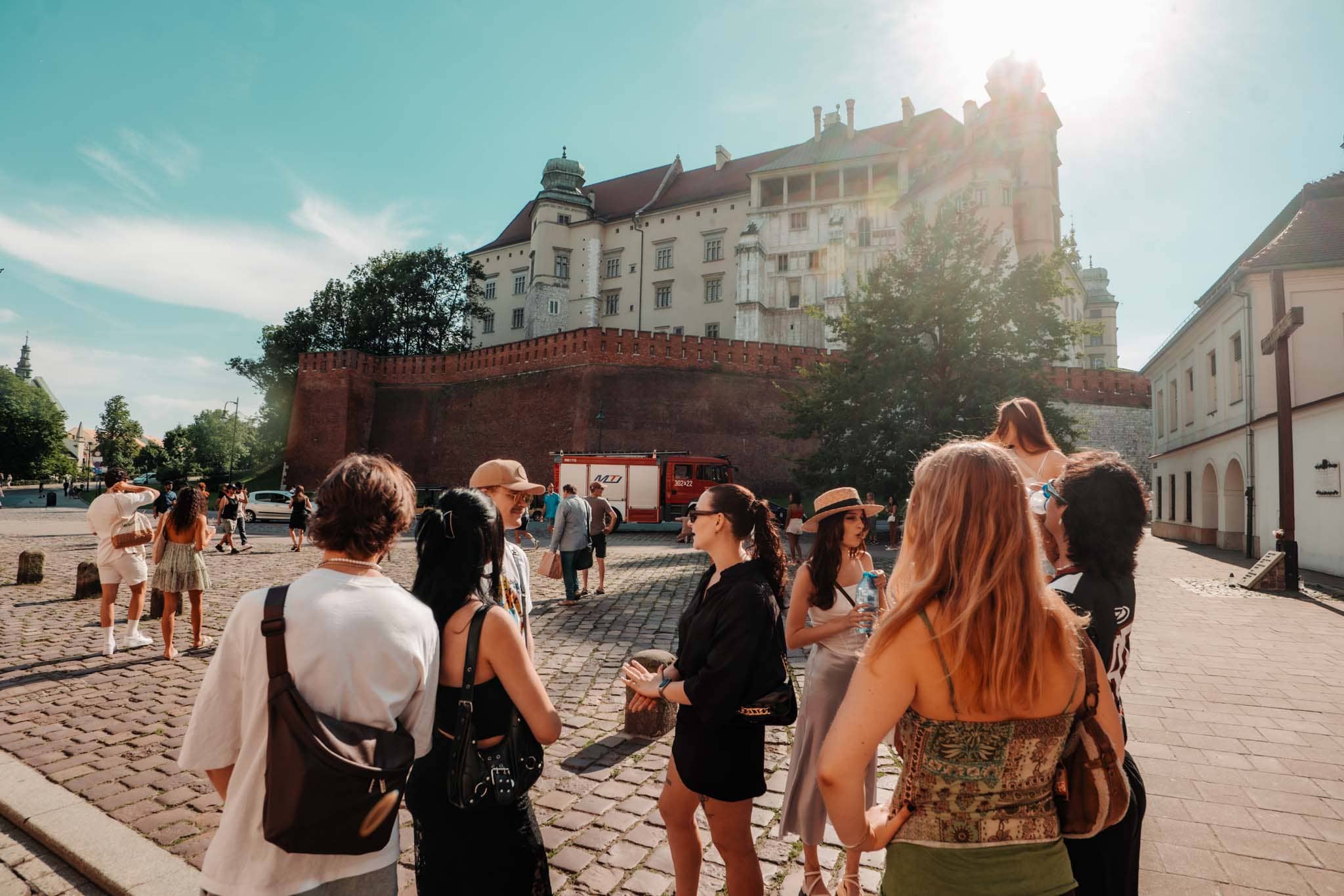 A group exploring Krakow with a local guide